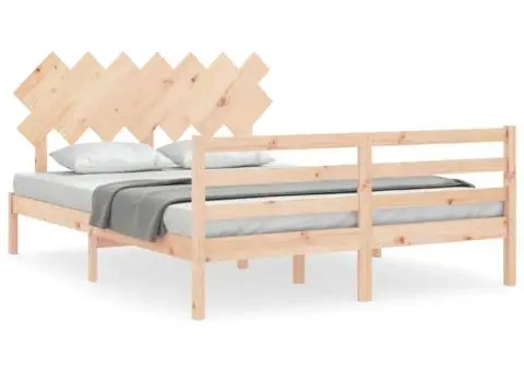 Cadru de pat cu tăblie, 140x200 cm, lemn masiv - 2/5