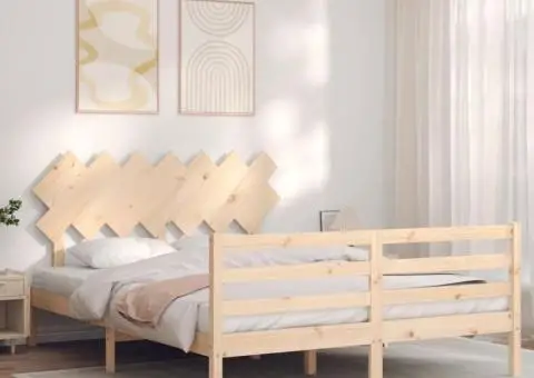 Cadru de pat cu tăblie, 140x200 cm, lemn masiv - 3/5