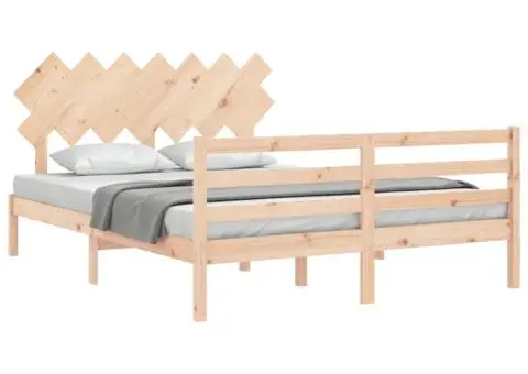 Cadru de pat cu tăblie, 140x200 cm, lemn masiv - 4/5