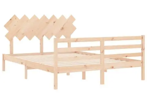 Cadru de pat cu tăblie, 140x200 cm, lemn masiv - 5/5