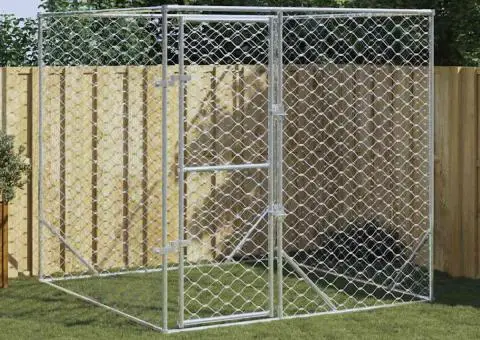 Padoc de exterior pentru câini argintiu 2x2x2 m oțel galvanizat - 1/5