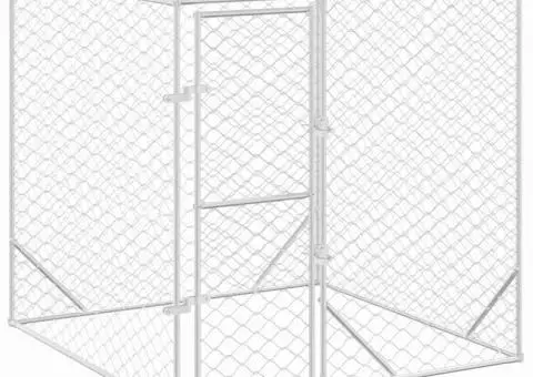 Padoc de exterior pentru câini argintiu 2x2x2 m oțel galvanizat - 2/5