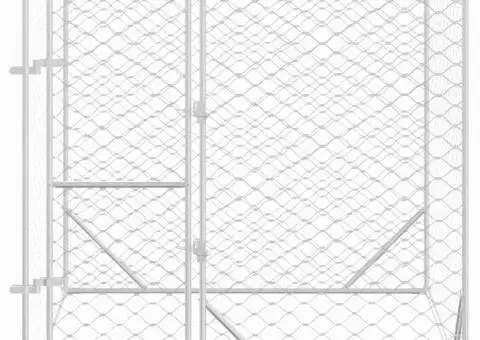 Padoc de exterior pentru câini argintiu 2x2x2 m oțel galvanizat - 3/5