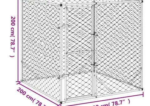 Padoc de exterior pentru câini argintiu 2x2x2 m oțel galvanizat - 5/5