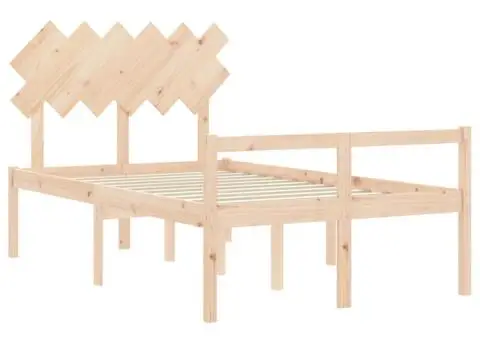 Cadru de pat senior cu tăblie dublu mic, lemn masiv - 5/5