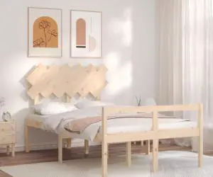 vidaXL Cadru de pat senior cu tăblie dublu, lemn masiv