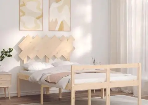 Cadru de pat senior cu tăblie dublu, lemn masiv - 3/5