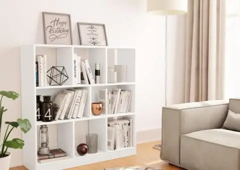 Bibliotecă, alb, 97,5x29,5x100 cm, lemn prelucrat - 1/5