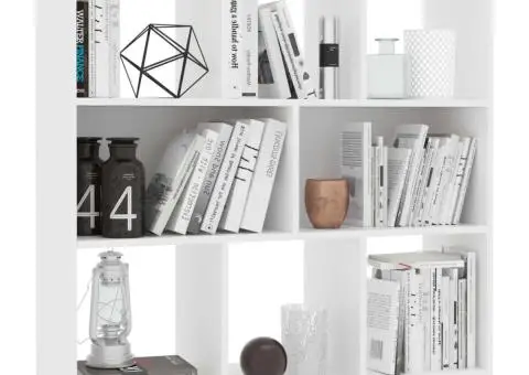 Bibliotecă, alb, 97,5x29,5x100 cm, lemn prelucrat - 3/5