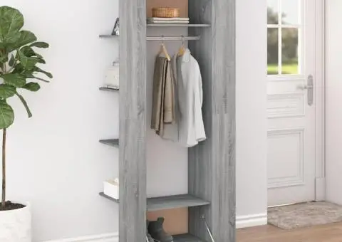 Dulapuri de hol, 2 buc., gri sonoma, lemn prelucrat - 1/5