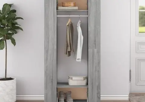 Dulapuri de hol, 2 buc., gri sonoma, lemn prelucrat - 3/5