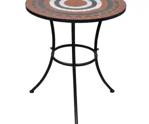 vidaXL Masă de bistro, cărămiziu și alb, 60 cm, mozaic