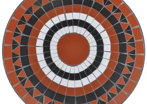 Masă de bistro, cărămiziu și alb, 60 cm, mozaic - 3/5