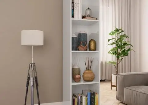 Bibliotecă/DulapTV alb extralucios 36x30x143 cm lemn prelucrată - 1/5