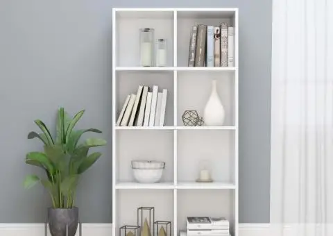 Bibliotecă/Dulap, alb extralucios, 66x30x130 cm, lemn prelucrat - 1/5