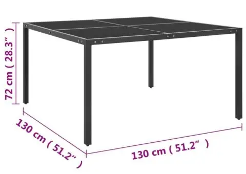 Masă de grădină, antracit, 130x130x72 cm, oțel și sticlă - 4/4
