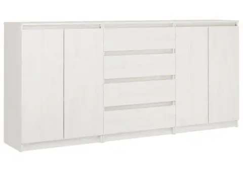 Dulapuri laterale, 3 buc., alb, lemn masiv de pin - 2/5