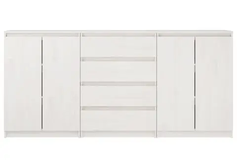 Dulapuri laterale, 3 buc., alb, lemn masiv de pin - 4/5