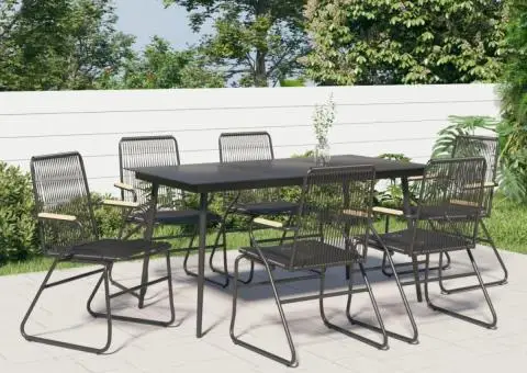 Set mobilier de grădină, 7 piese, negru, ratan PVC - 1/5