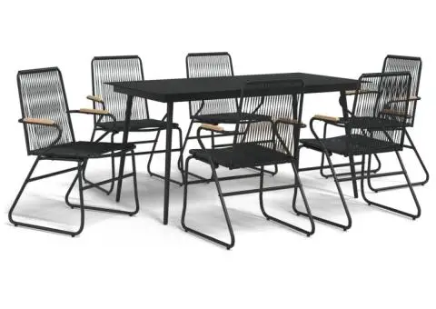 Set mobilier de grădină, 7 piese, negru, ratan PVC - 2/5