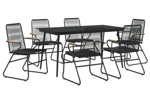 Set mobilier de grădină, 7 piese, negru, ratan PVC - 3/5