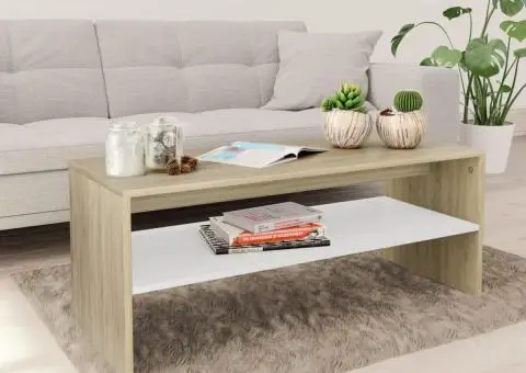 Măsuță de cafea alb și stejar Sonoma 100x40x40cm lemn prelucrat - 1/5