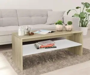 vidaXL Măsuță de cafea alb și stejar Sonoma 100x40x40cm lemn prelucrat