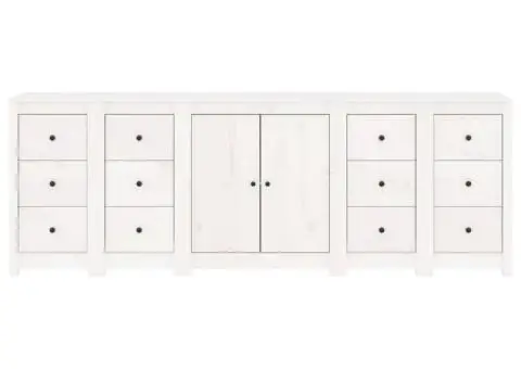 Servantă, alb, 230x35x80 cm, lemn masiv de pin - 5/5