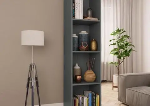 Bibliotecă/Comodă TV, gri, 36 x 30 x 143 cm, PAL - 1/5