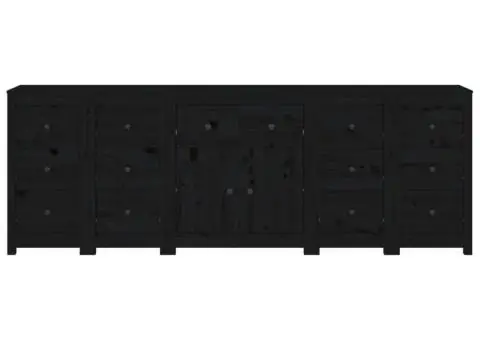 Servantă, negru, 230x35x80 cm, lemn masiv de pin - 5/5