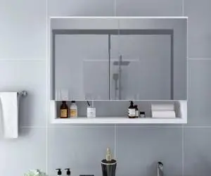 vidaXL Dulap de baie cu oglindă și LED-uri, alb, 80x15x60 cm, MDF