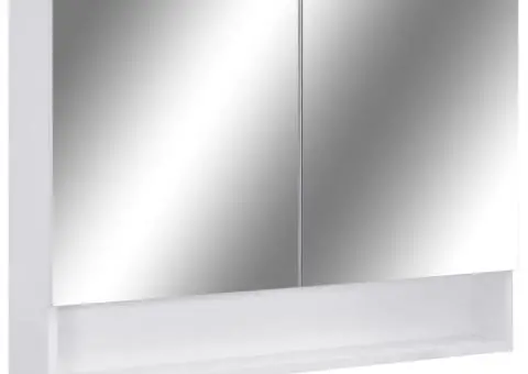 Dulap de baie cu oglindă și LED-uri, alb, 80x15x60 cm, MDF - 2/5