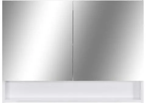 Dulap de baie cu oglindă și LED-uri, alb, 80x15x60 cm, MDF - 4/5