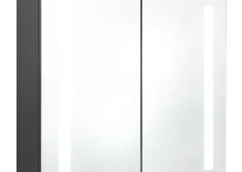 Dulap de baie cu oglindă și LED, gri, 62x14x60 cm - 2/5