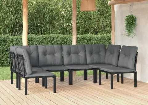 Set mobilier de grădină, 6 piese, negru și gri, poliratan - 1/5