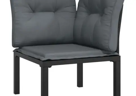 Set mobilier de grădină, 6 piese, negru și gri, poliratan - 4/5