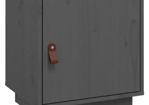 Noptieră, gri, 40x34x45 cm, lemn masiv de pin - 2/5