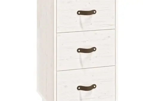 Noptieră, alb, 40x40x75 cm, lemn masiv de pin - 2/5