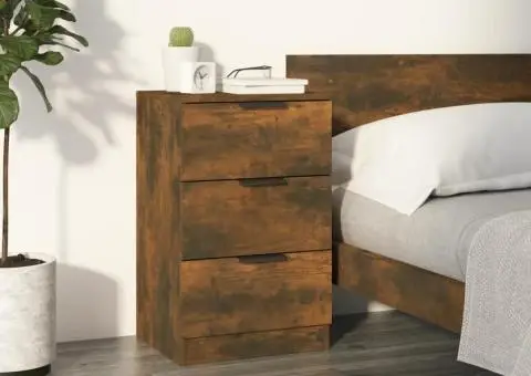 Noptieră, stejar fumuriu, 40x36x65 cm - 1/5