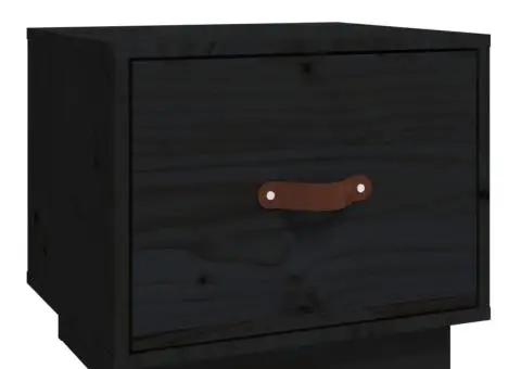Noptieră, negru, 40x34x35 cm, lemn masiv de pin - 2/5