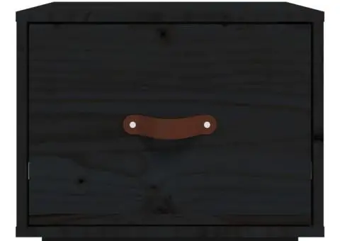 Noptieră, negru, 40x34x35 cm, lemn masiv de pin - 5/5