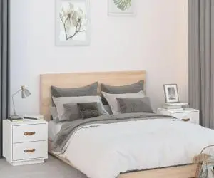 vidaXL Noptiere, 2 buc., alb, 40x34x45 cm, lemn masiv de pin