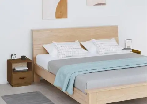 Noptiere, 2 buc., maro miere, 40x34x45 cm, lemn masiv de pin - 1/5