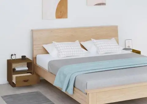 Noptiere, 2 buc., maro miere, 40x34x45 cm, lemn masiv de pin - 3/5