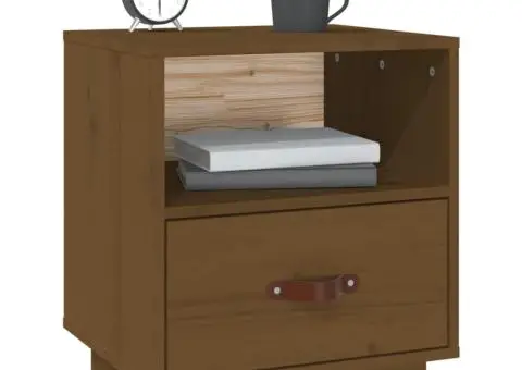 Noptiere, 2 buc., maro miere, 40x34x45 cm, lemn masiv de pin - 4/5