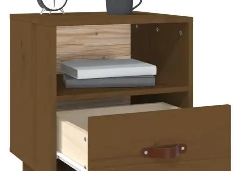 Noptiere, 2 buc., maro miere, 40x34x45 cm, lemn masiv de pin - 5/5