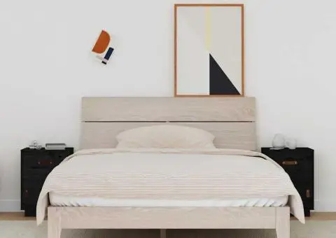 Noptiere, 2 buc., negru, 40x34x55 cm, lemn masiv de pin - 1/5