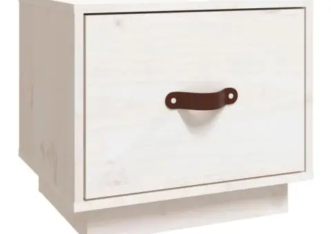 Noptieră, alb, 40x34x35 cm, lemn masiv de pin - 2/5