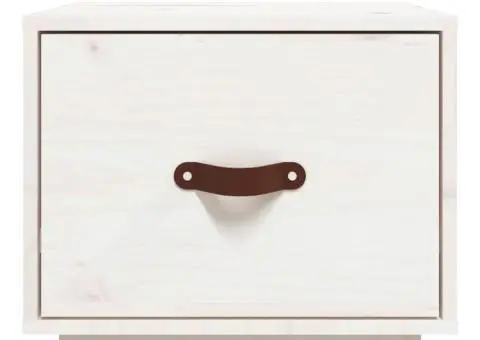 Noptieră, alb, 40x34x35 cm, lemn masiv de pin - 5/5