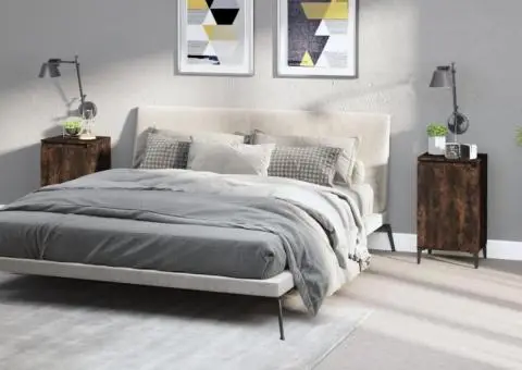 Noptiere, 2 buc., stejar afumat, 40x35x70 cm, lemn prelucrat - 1/5